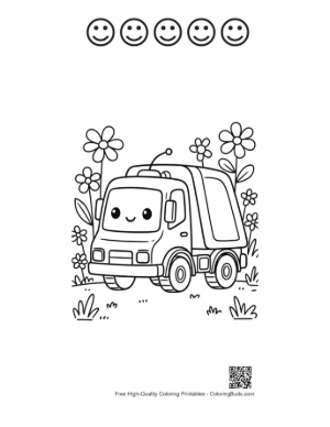 Thumbnail: Recycling Truck Printable and 5 Happy Face Outline