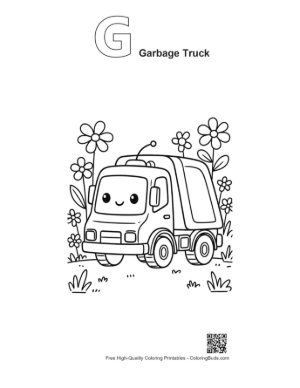 Thumbnail: Recycling Truck Printable Outline Alphabet G Garbage Truck