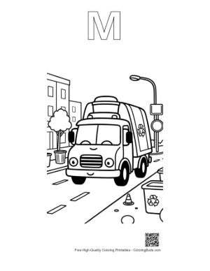 Thumbnail: Recycling Truck to Color Printable Outline Alphabet M