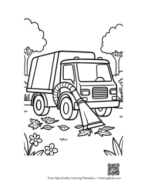 Thumbnail: Waste Management Truck Cleaning Up Autumn Leaves Printable