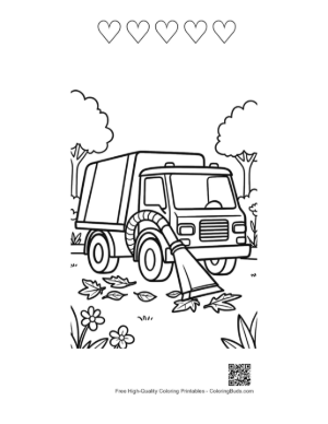 Thumbnail: Waste Management Truck Cleaning Up Autumn Leaves Printable and 5 Heart Outline