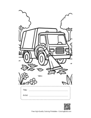 Thumbnail: Waste Management Truck Cleaning Up Autumn Leaves Printable with Title and Artist Box