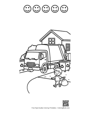 Thumbnail: Young Boy Watching the Recycling Truck at Home Printable and 5 Happy Face Outline