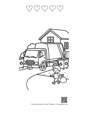 Thumbnail: Young Boy Watching the Recycling Truck at Home Printable and 5 Heart Outline