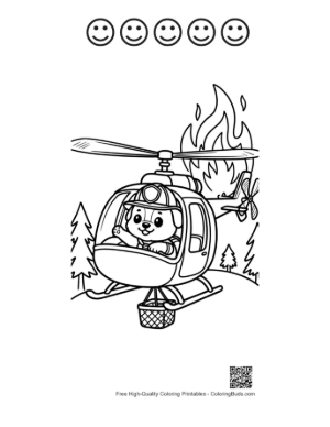 Thumbnail: Bear Rescue Pilot Flying Over the Forest Printable and 5 Happy Face Outline