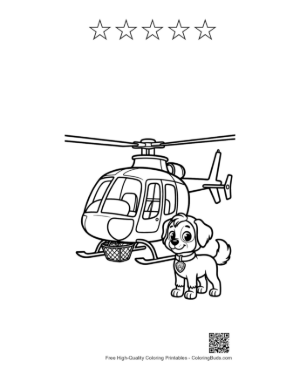 Thumbnail: Braver Dog Pilot Ready for Helicopter Mission Printable and 5 Star Outline