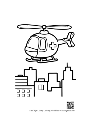 Thumbnail: City Emergency Helicopter Near Skyscrapers Printable