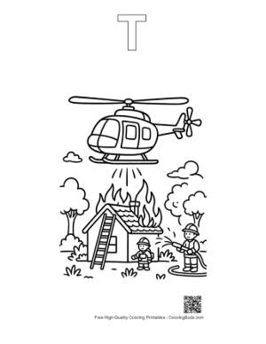 Thumbnail: Cute Rescue Chopper Printable Outline Alphabet T