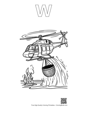 Thumbnail: Cute Rescue Chopper Printable Outline Alphabet W