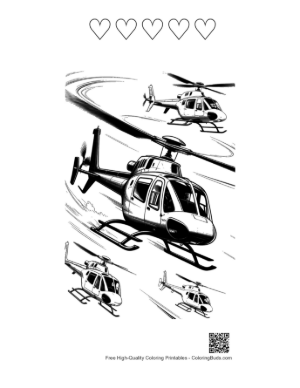 Thumbnail: Dynamic Rescue Choppers in Flight Printable and 5 Heart Outline