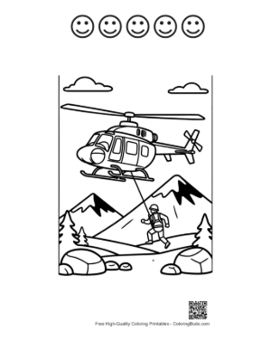 Thumbnail: Emergency Chopper Landing in Mountainous Terrain Printable and 5 Happy Face Outline