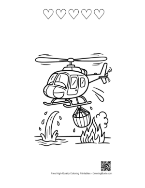 Thumbnail: Emergency Helicopter Extinguishing Wildfire Flames Printable and 5 Heart Outline