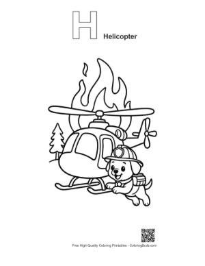 Thumbnail: Free Rescue Chopper Coloring Sheet Printable Outline Alphabet H Helicopter
