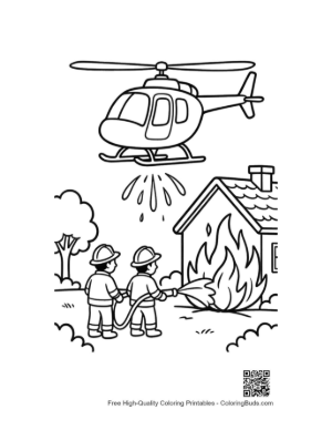 Thumbnail: Rescue Chopper Assisting Firefighters at Home Fire Printable