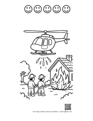 Thumbnail: Rescue Chopper Assisting Firefighters at Home Fire Printable and 5 Happy Face Outline