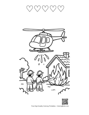 Thumbnail: Rescue Chopper Assisting Firefighters at Home Fire Printable and 5 Heart Outline