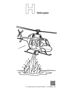 Thumbnail: Rescue Chopper for Kids Printable Outline Alphabet H Helicopter