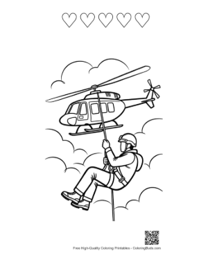 Thumbnail: Rescue Chopper Hoisting Climber Printable and 5 Heart Outline