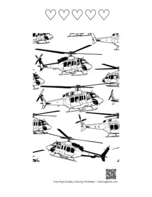 Thumbnail: Rescue Chopper Seamless Pattern Printable and 5 Heart Outline
