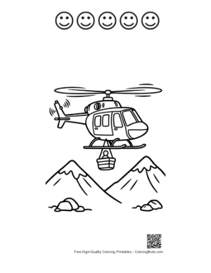 Thumbnail: Rescue Helicopter Flying High in the Mountains Printable and 5 Happy Face Outline