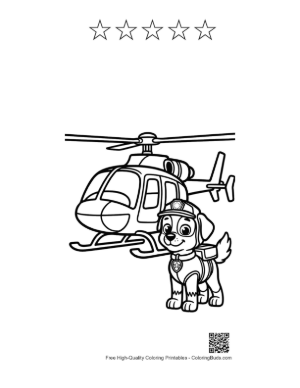 Thumbnail: Small Puppy Guarding the Rescue Helicopter Printable and 5 Star Outline