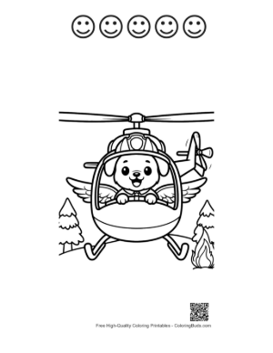 Thumbnail: Teddy Bear Aviator in Rescue Chopper Flight Printable and 5 Happy Face Outline