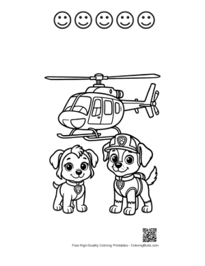 Thumbnail: Two Heroic Rescue Pups and Their Helicopter Printable and 5 Happy Face Outline