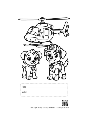 Thumbnail: Two Heroic Rescue Pups and Their Helicopter Printable with Title and Artist Box