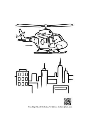 Thumbnail: Urban Rescue Helicopter Patrolling the City Printable