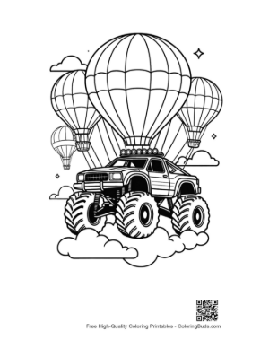 Thumbnail: Aerial Adventure of Monster Truck in Sky Printable