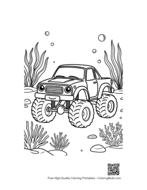 Thumbnail: Aquatic Monster Truck Driving Through Bubbles Printable