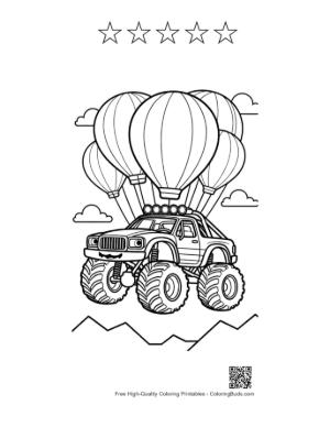 Thumbnail: Big Wheels Coloring Page Printable and 5 Star Outline