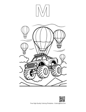 Thumbnail: Big Wheels Coloring Sheet Printable Outline Alphabet M