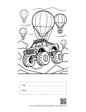 Thumbnail: Big Wheels Coloring Sheet Printable with Title and Artist Box