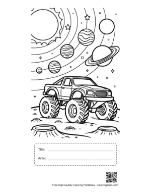 Thumbnail: Big Wheels Truck Driving on Lunar Surface Printable with Title and Artist Box