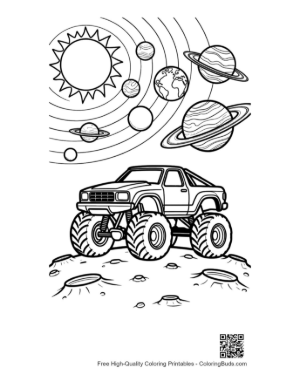 Thumbnail: Big Wheels Vehicle Exploring Distant Galaxies Printable