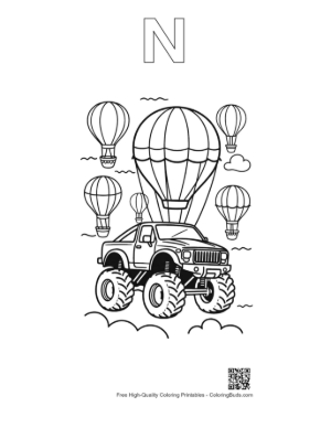 Thumbnail: Download Big Wheels Coloring Sheet Printable Outline Alphabet N
