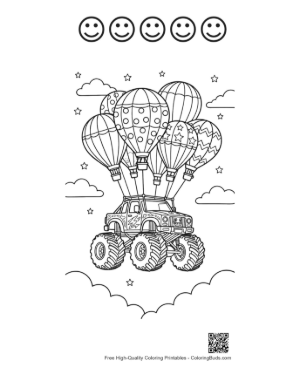 Thumbnail: Free Big Wheels Coloring Sheet Printable and 5 Happy Face Outline