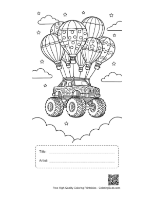 Thumbnail: Free Big Wheels Coloring Sheet Printable with Title and Artist Box