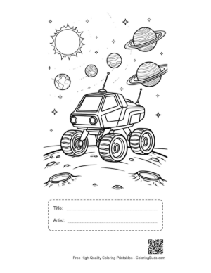Thumbnail: Monster Truck Exploring Outer Space Planets Printable with Title and Artist Box