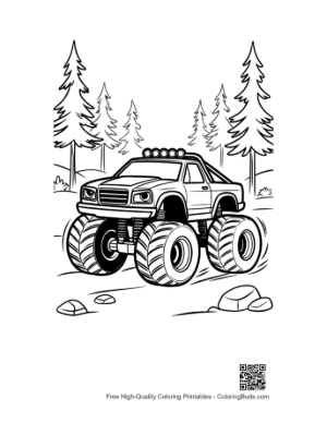 Thumbnail: Monster Truck Parked in Peaceful Forest Clearing Printable