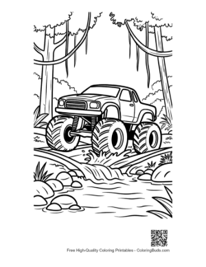 Thumbnail: Off-Road Big Wheels Truck in Rainforest Printable