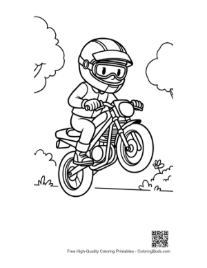 Thumbnail: Action Boy Jumping with Sport Motorcycle Coloring Page Printable