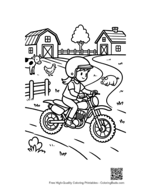 Thumbnail: Boy Riding Dirt Bike Through Farm Pasture Printable