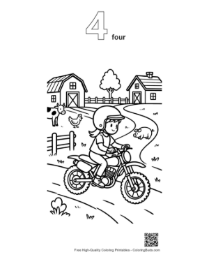 Thumbnail: Boy Riding Dirt Bike Through Farm Pasture Printable Outline Number 4