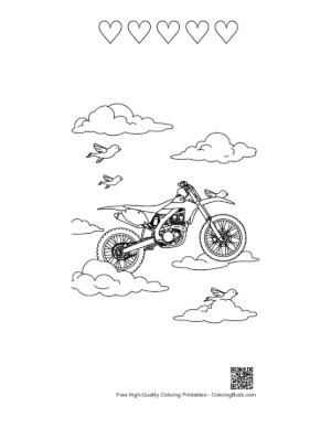 Thumbnail: Cute Dirt Bike Printable and 5 Heart Outline