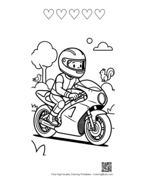 Thumbnail: Cute Sport Bike Printable and 5 Heart Outline