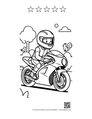 Thumbnail: Cute Sport Bike Printable and 5 Star Outline