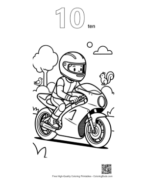 Thumbnail: Cute Sport Bike Printable Outline Number 10