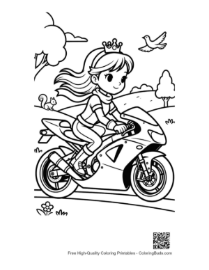 Thumbnail: Cute Sport Bike to Color Printable